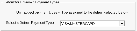 VISA/MASTERCARD selected as the Default Payment Type.